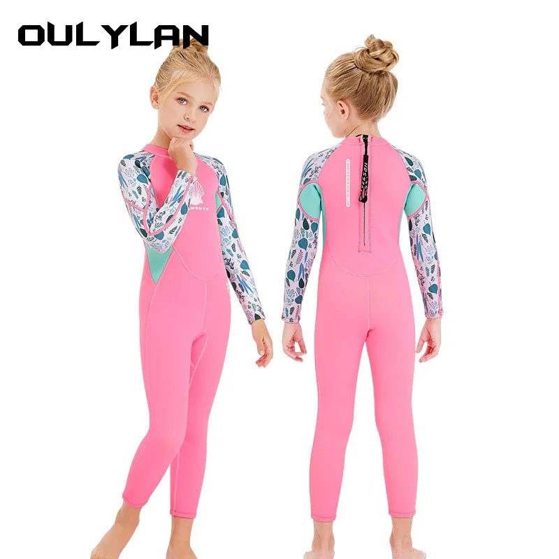 

Diving Suits Long Sleeves for Girls Surfing 2.5MM Neoprene Wetsuits Kids Swimwears Children Rash Guards Snorkel One Pieces