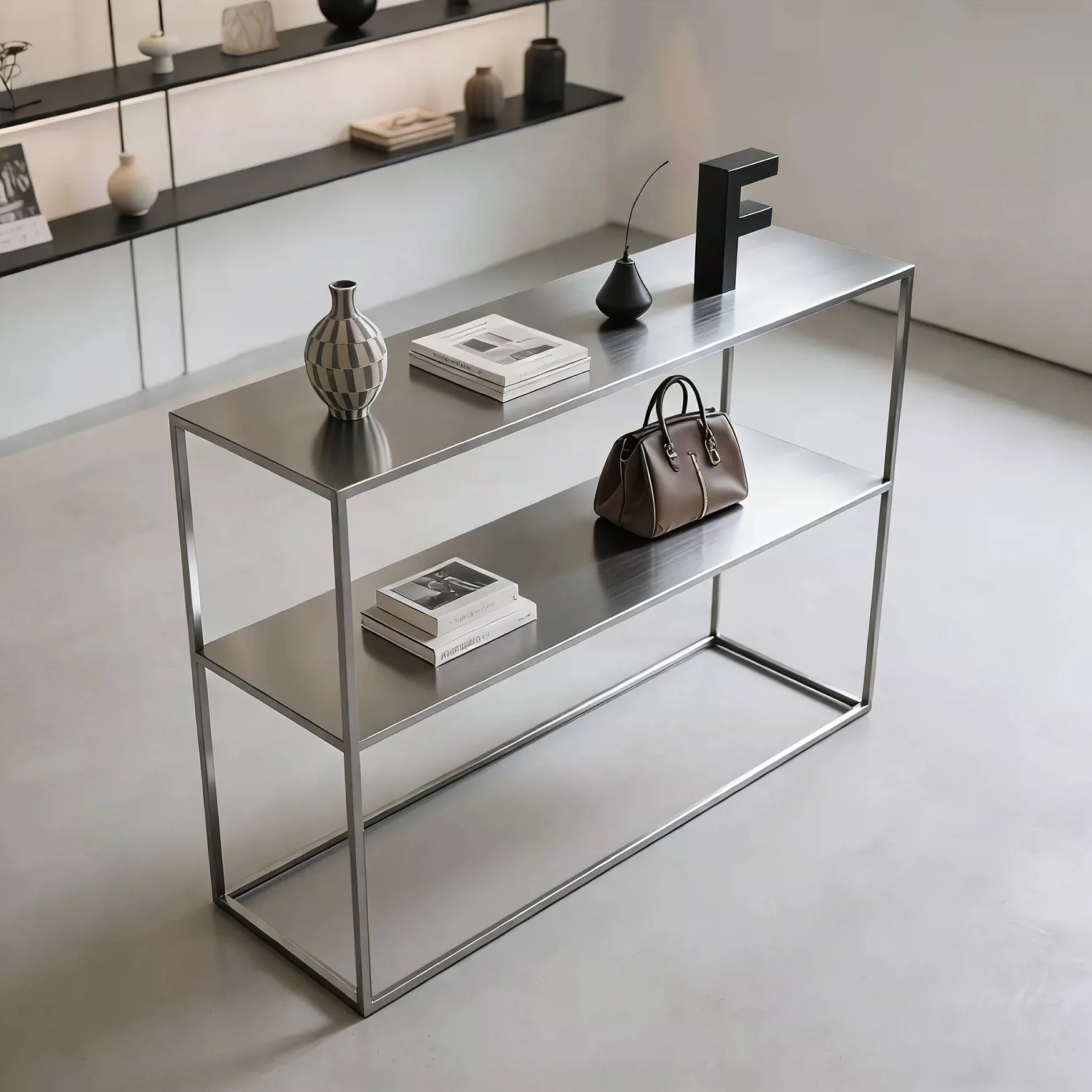 Stainless Steel Island Display Table,Modern Retail Waterfall Display Stand,FreestandShowcase Counter Cloth Store,Florist,Mall