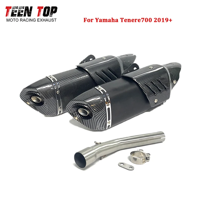 51mm Slip-on Exhaust For Yamaha Tenere 700 Exhuast Pipe Tenere700 Exhaust Middle Pipe 470mm Exhaust Muffler T700 Escape Moto