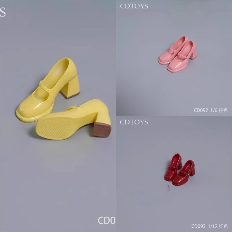 

CD092 093 1/6 1/12 Scale Action Figures Female Retro Pu Leather Shoes Jk High Heels Model Fit 12'' 6'' Soldier Body Accessory