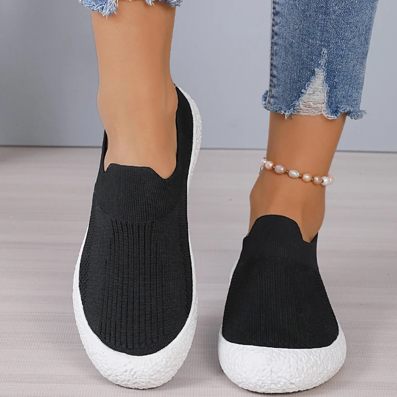 Breathable Mesh Sneakers for Women Autumn Slip on Knitted Loafers Shoes Woman Lightweight Non Slip Casual Shoes Sneakers Women