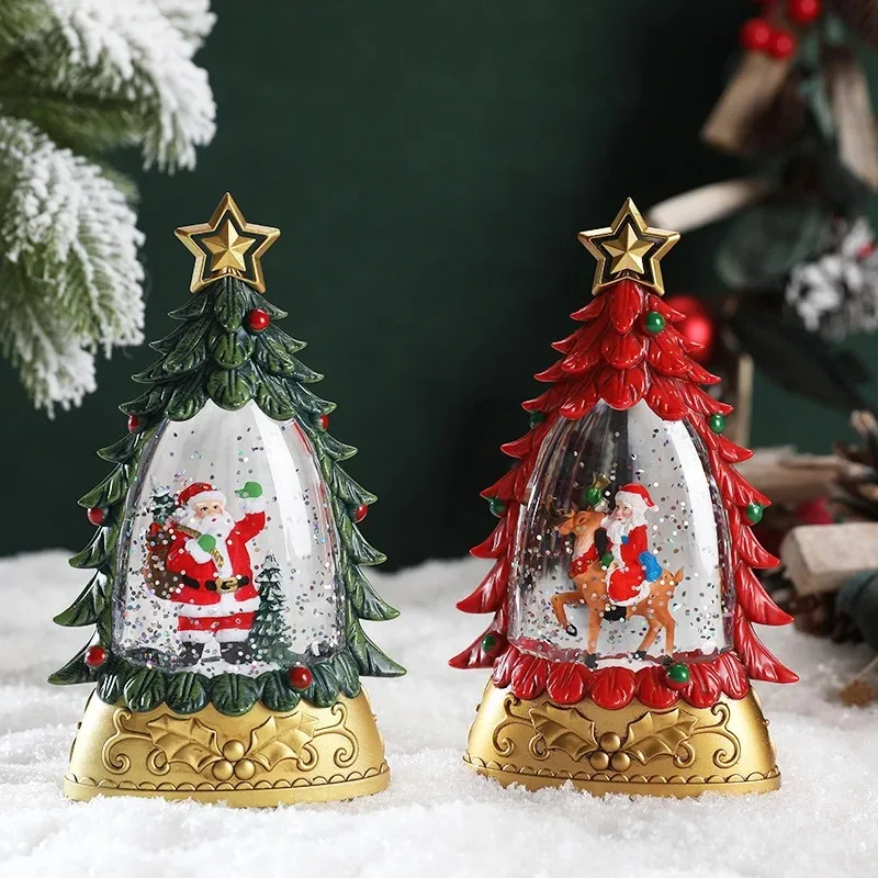 Рождественская музыкальная шкатулка, хрустальный шар, музыкальные украшения, Санта-Клаус, снеговик, Рождественские елочные украшения, рождественский подарок