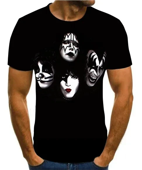 KISS Band Graphic T Shirt 3D Print Man/ Women Casual Fashion Round Neck T-Shirts Short Sleeve Tops Oversized Unisex Clothing