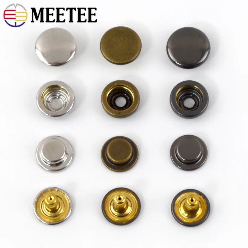 20/50/100Sets Meetee 11mm 503# Metal Snap Fastener Press Studs Invisible Buttons Clothing Bags Combined Button Sewing Supplies