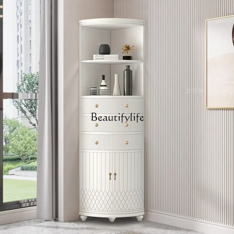 

03.Light luxury corner cabinet corner locker living room bedroom white storage cabinet