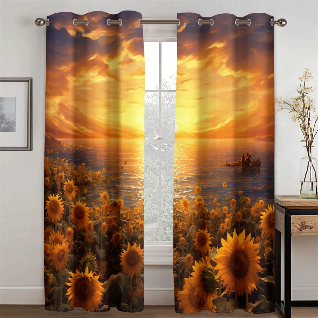 Romantic Sunset Sunflower Curtains Fantastic Fancy New Product Promotions Living Room Bedroom Decor Curtains 2 Panels