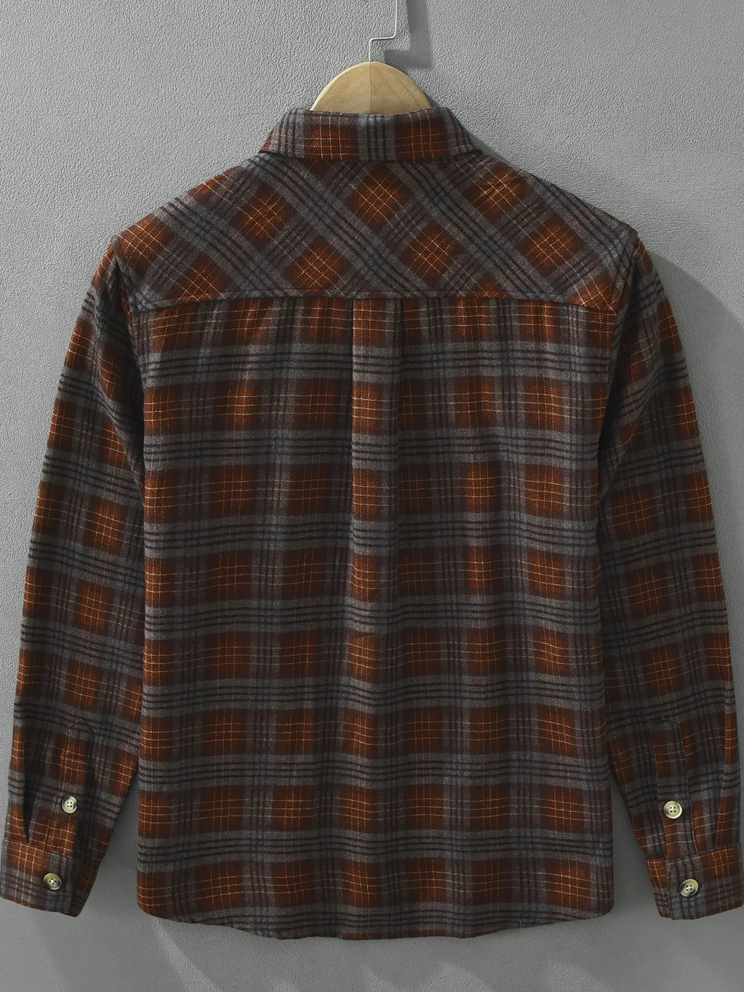Men's Casual Long Sleeve Plaid Shirt Flocking Gradient Checkered Loose Fit Polyester Viscose Spandex Blend Retro Style Shirt