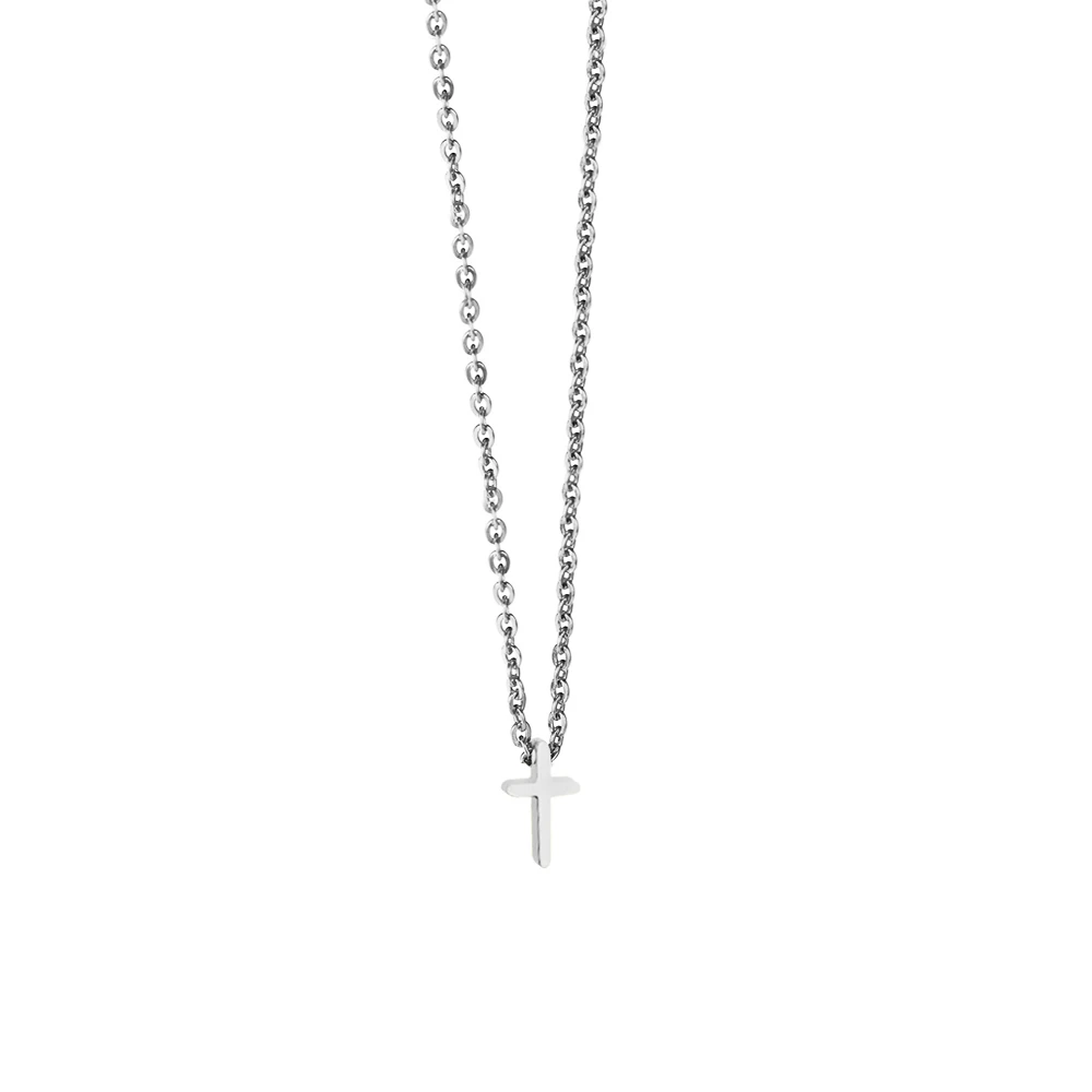 Religious Fashion Female Cross Necklace For Women Gold Silver Color Stainless Steel Small Cross Pendant Jewelry Gift