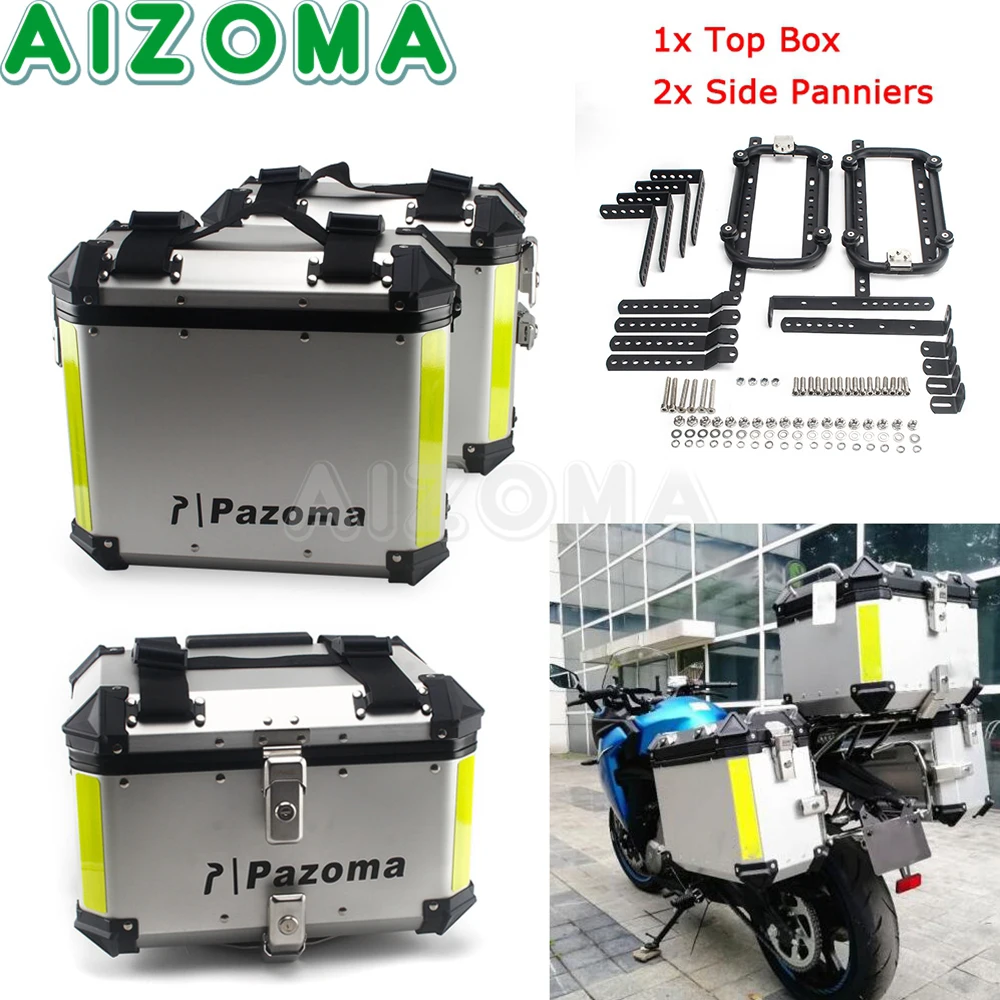 

For SUZUKI V-Strom Ducati BMW R1200GS F750GS F850GSA Street Motorcycle Trunk Box 36L Side Case & 42L Top Box Tail Bags Aluminum