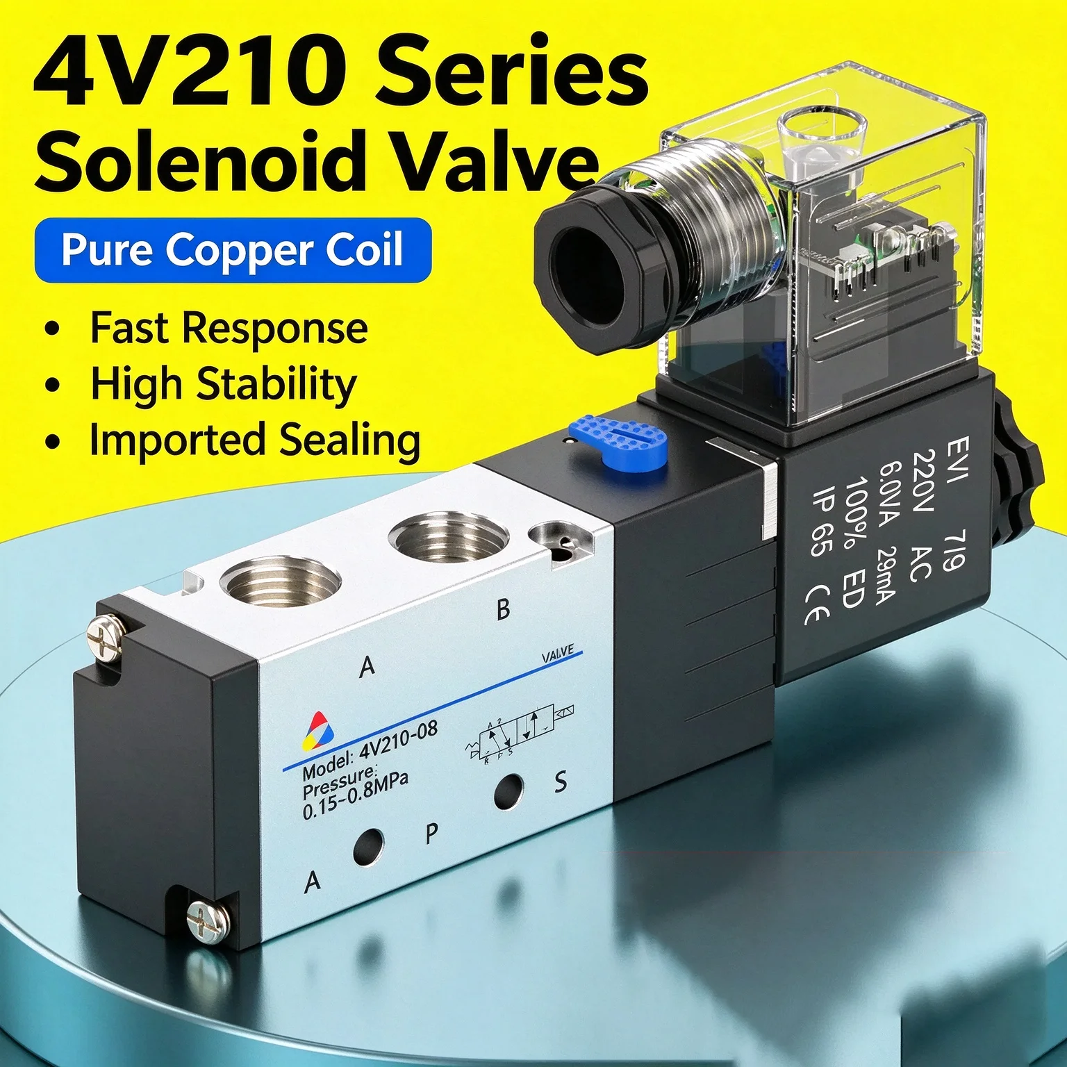 Pneumatic Electric Solenoid Valve 5 Way 2 Position Control Air Gas Magnetic Valve 12V 24V 220V Coil Volt 4mm-12mm Hose Fittings