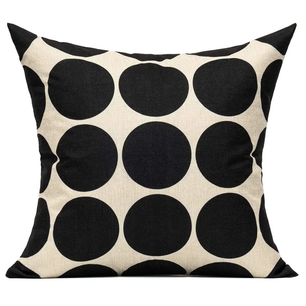 Black round triangle striped linen pillowcase sofa cushion cover home decoration can be customized for you 40x40 50x50 60x60