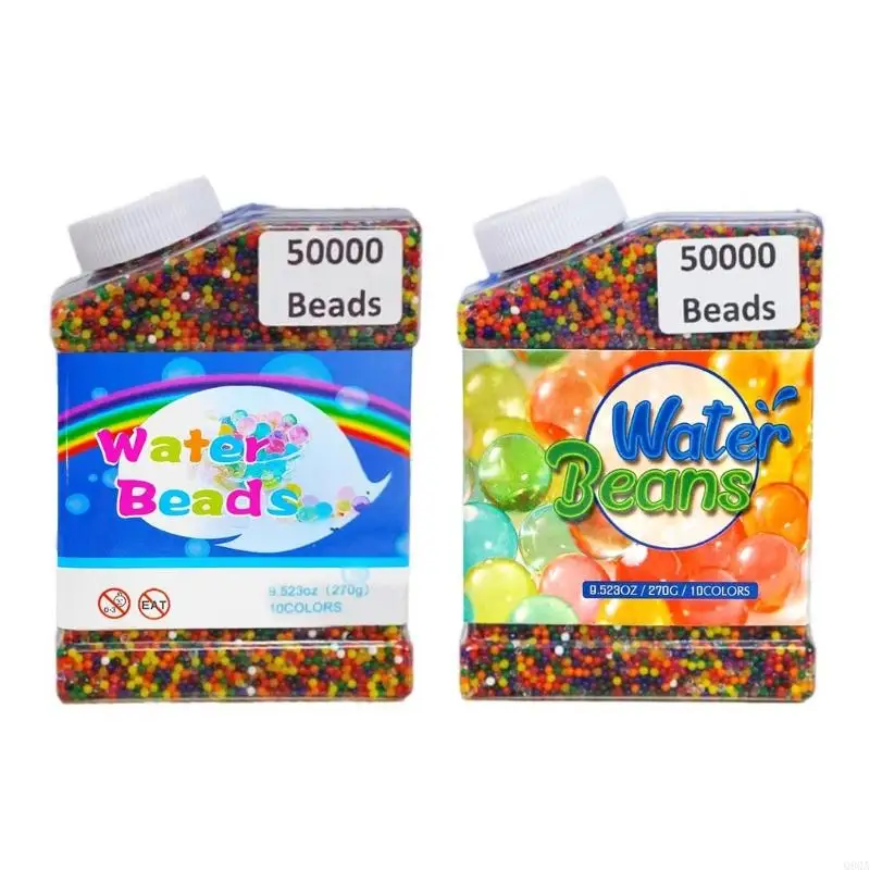 Q9QA 50000Pcs Colorful Water Beads Nontoxic Rainbow Mix Jelly Water Gel Beads for Plant Flower Vase Filler Home Decorations