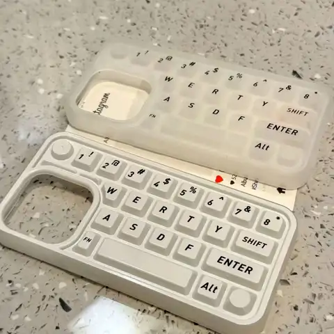 White background letters Release stress keyboard Phone Case For iPhone 16 15 Pro Max 14 11 13 12 XR 8 7 Plus  XS MAX Cover