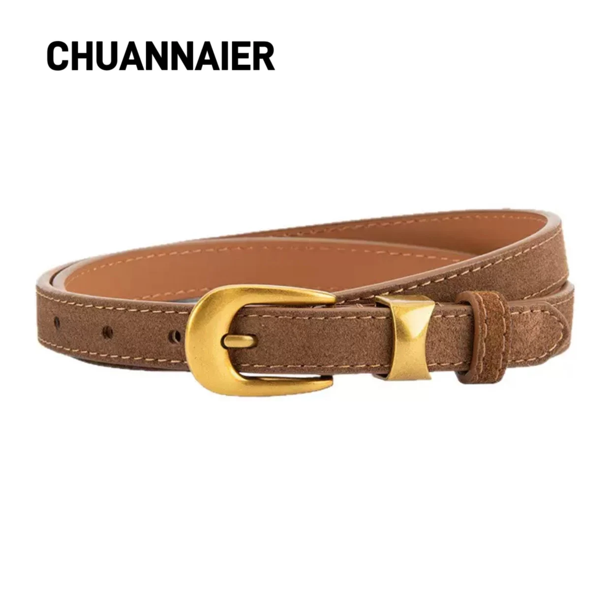 

105 * 1.8cm bestseller luxurious matte suede retro belt women's versatile belt high-end feeling red-haired cow leather thin belt