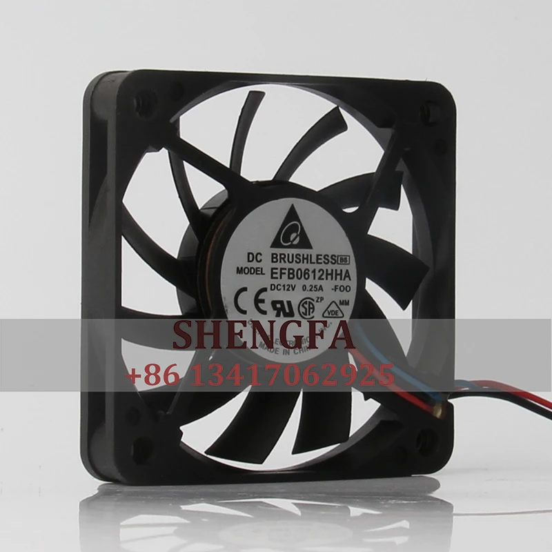 Delta EFB0612HHA Case Cooling Fan DC12V 0.25A 60X60X10mm 6010 6cm High Air Volume Chassis Equipment Axial Flow Exhaust