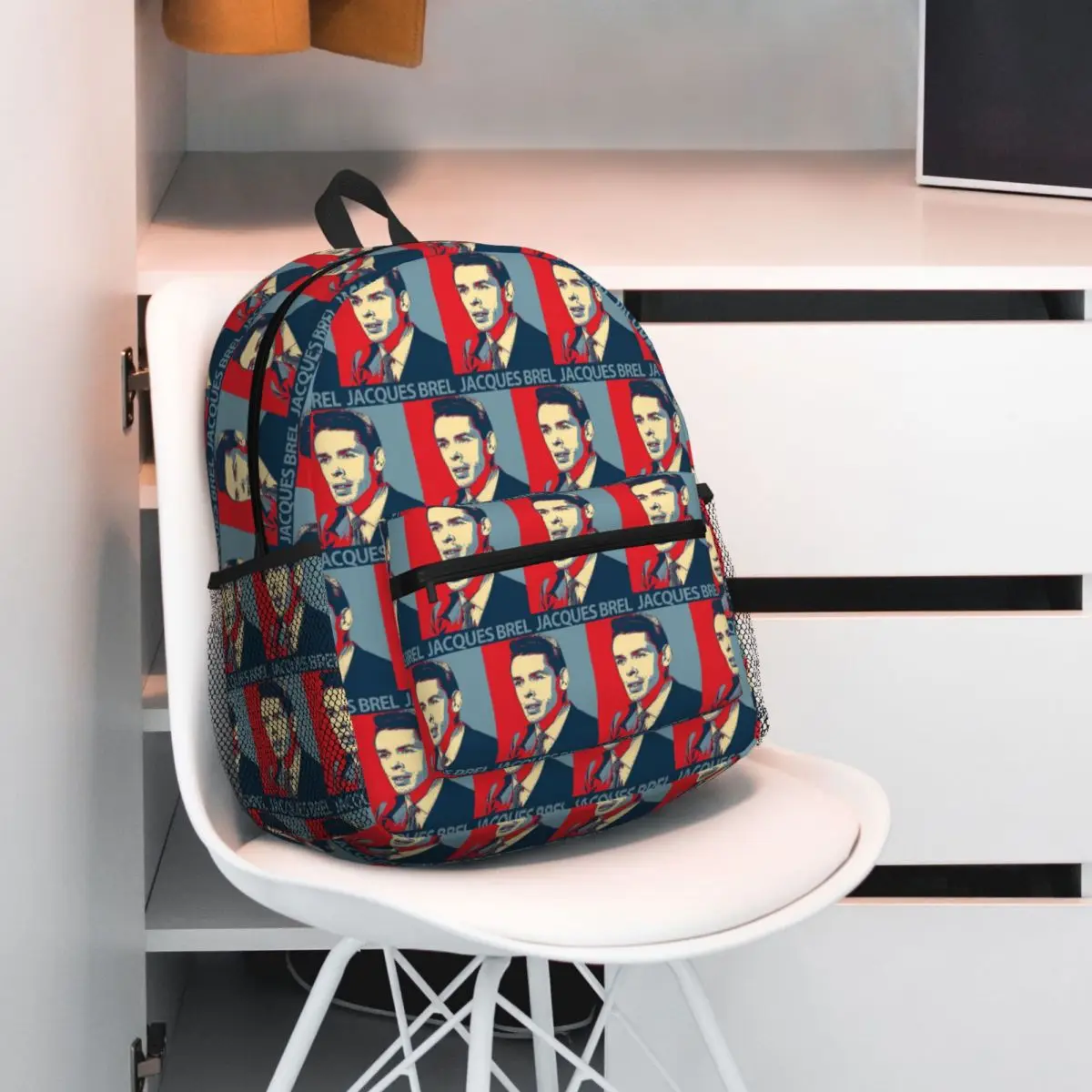 

Jacques Brel Backpack Student BookBag Kids School Bag Computer Shoulder Bags for Men Women