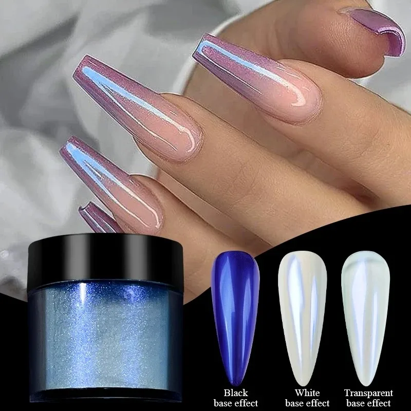 10G/Fles Neon Zeemeermin Parel Nagel Glitter Poeder Hoogglans Fijn Stof Aurora Parelmoer Holografische Lak Chroom Nagelpoeder