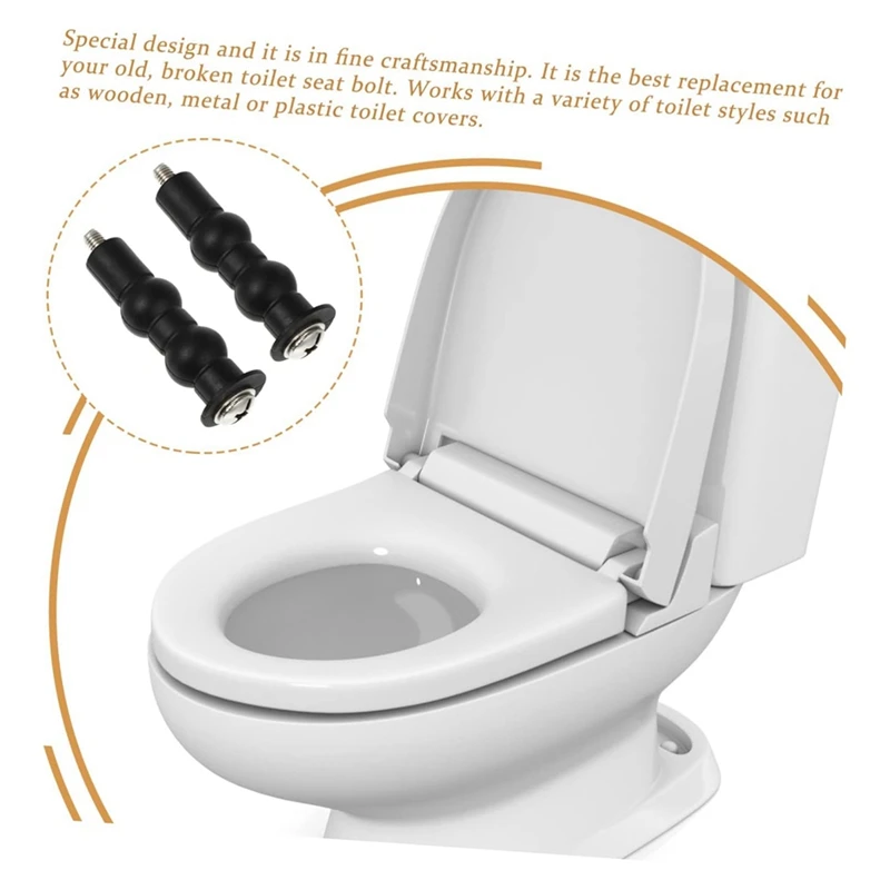 ГОРЯЧИЙ! 4 шт. винты для унитаза, крепежные болты для унитаза, колпачки для болтов сиденья унитаза, подходят для верхнего крепления унитаза, болты для сиденья унитаза, черные