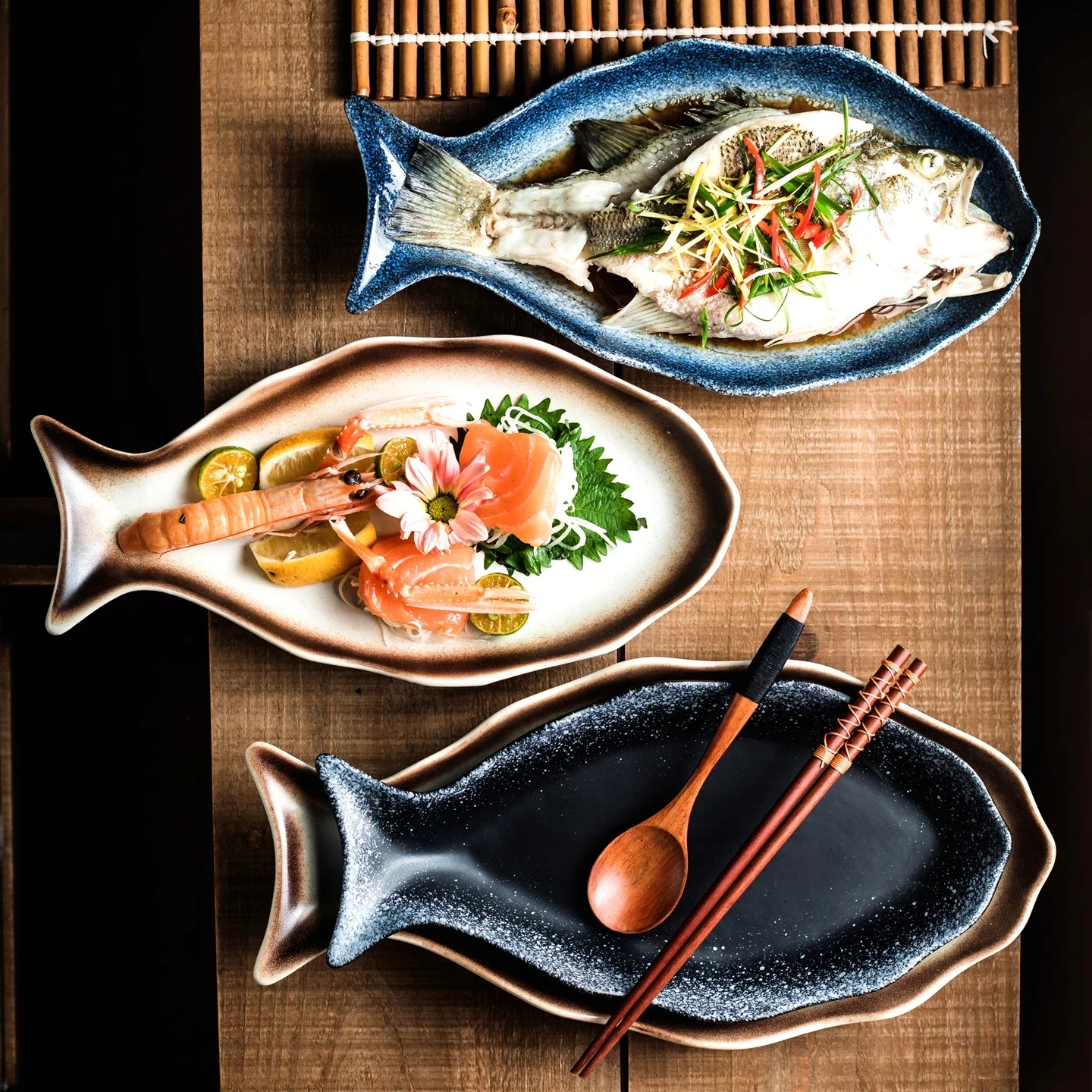 Fish Shaped Ceramic Tableware Steamed Fish Special Plate for Fish Filling Household