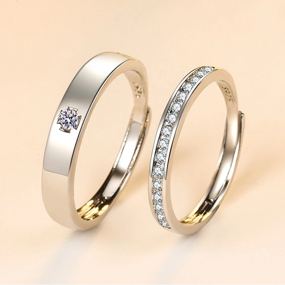 Simple Adjustable Couple Ring Copper Thicken Plating Men Women Multi Zircon Finger Jewelry Valentine's Day Gift Drop Shipping