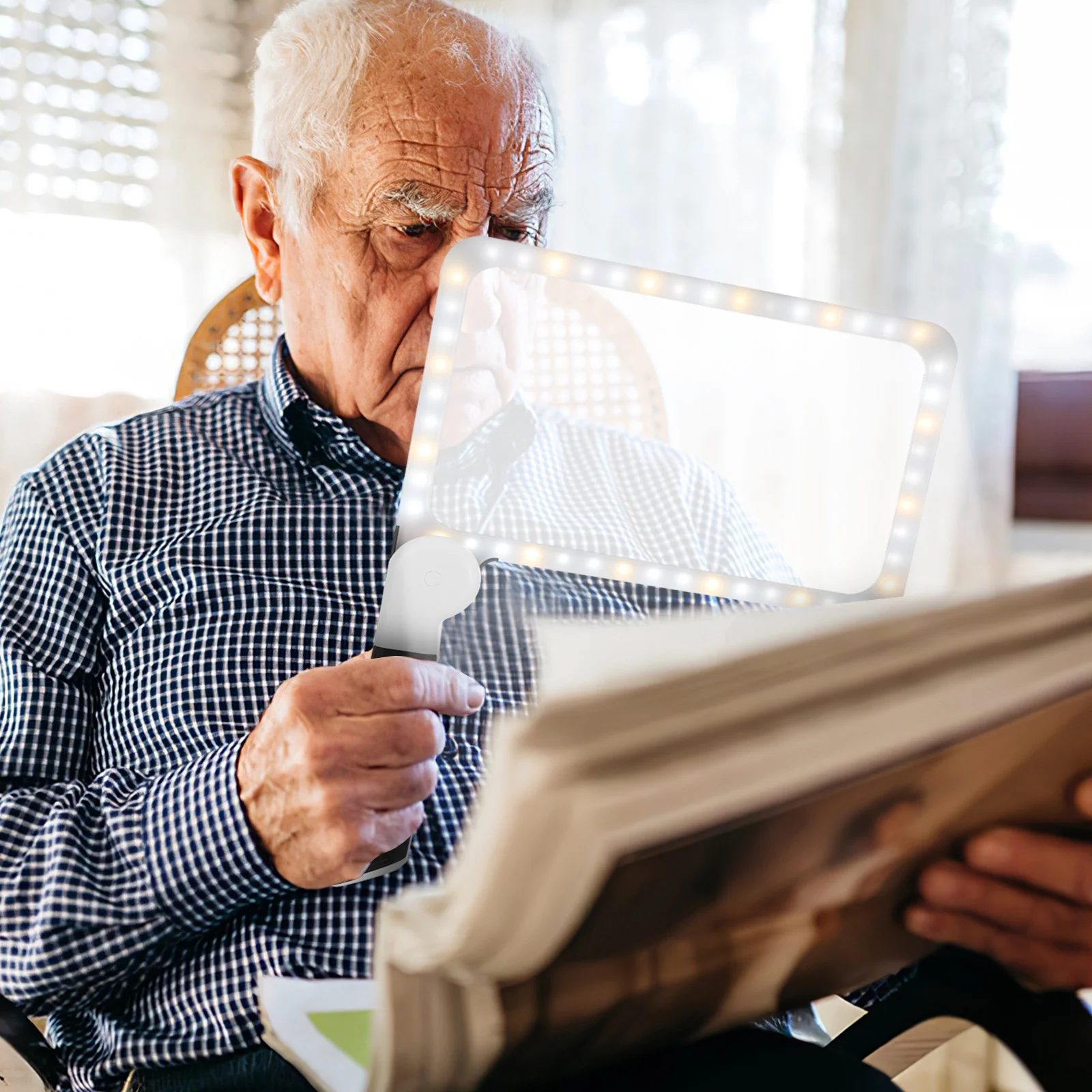 

Handheld Reading Magnifying Glass Large Illuminated Folding Lens Portable For Seniors Jumbo Rectangle Acrylic Magnifier