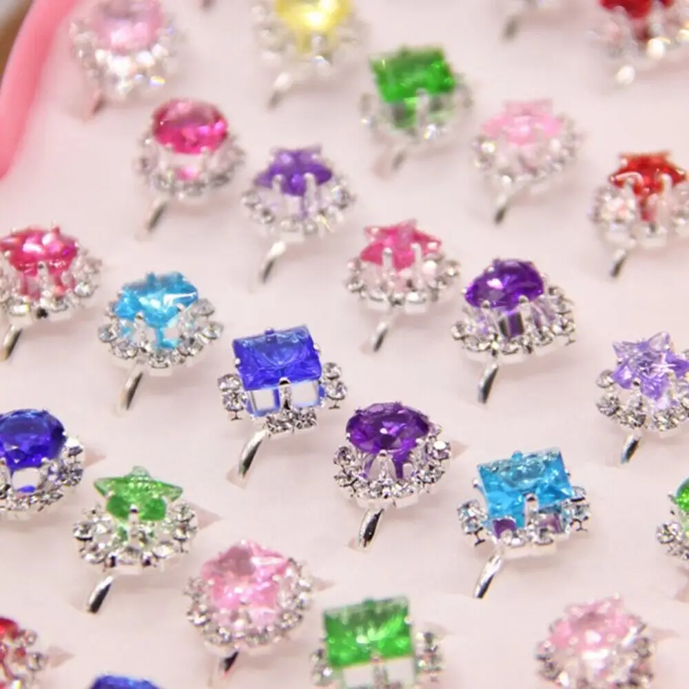 36 stuks water diamant kinderring speelgoed mode-sieraden maat verstelbaar water diamanten ring stijl willekeurige verstelbare ring games prijzen