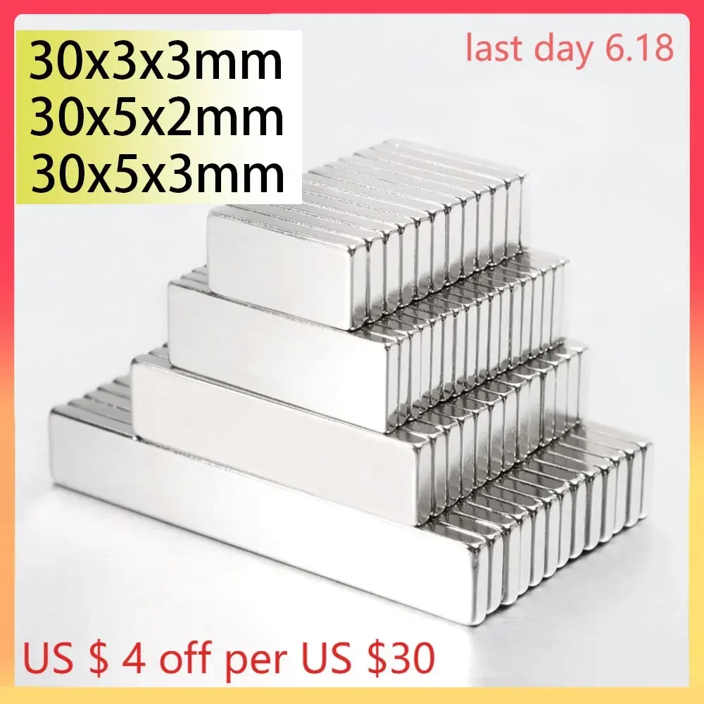 N35 30x3x3 30x5x2 30x5x3 NdFeB Block Neodymium Magnet Rare Earth Super Strong Bar Permanent Magnetic Imane Bar 30x3 30x5 Search