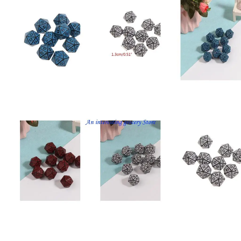 

652d 10pcs 20 -боковые кости D20 Полиэдральные кости для настольных игр D20 Dices Party Reps