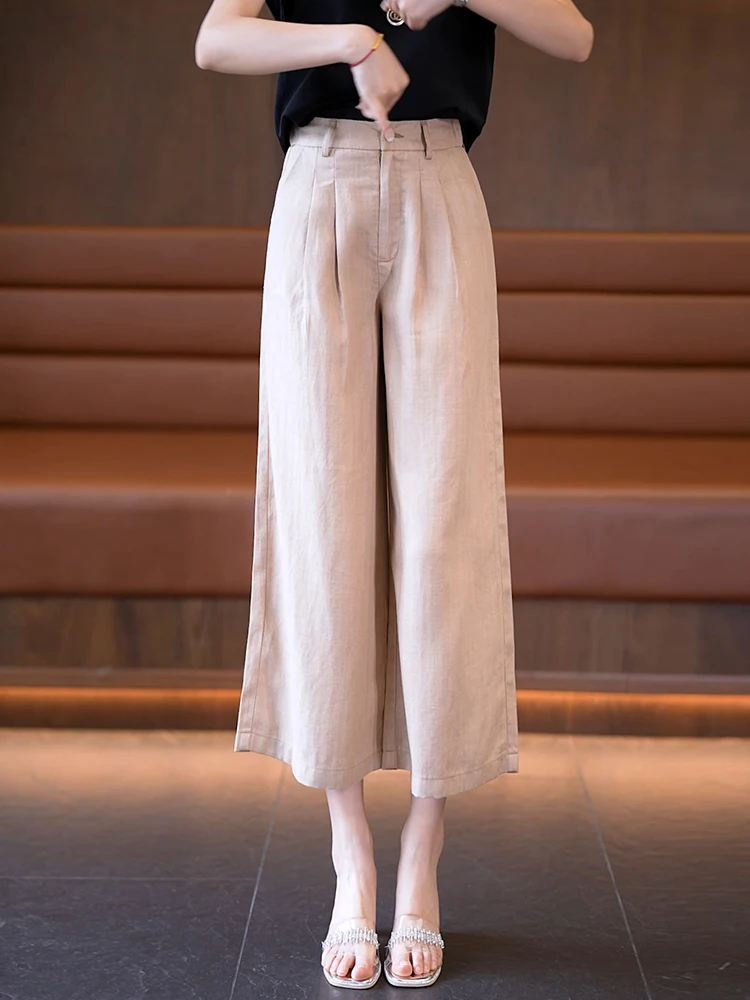 

High Waist Wide Leg Pants Women's Summer Thin New Small Size Loose Drapey Lyocell Linen Casual Pants Korean Style Commute