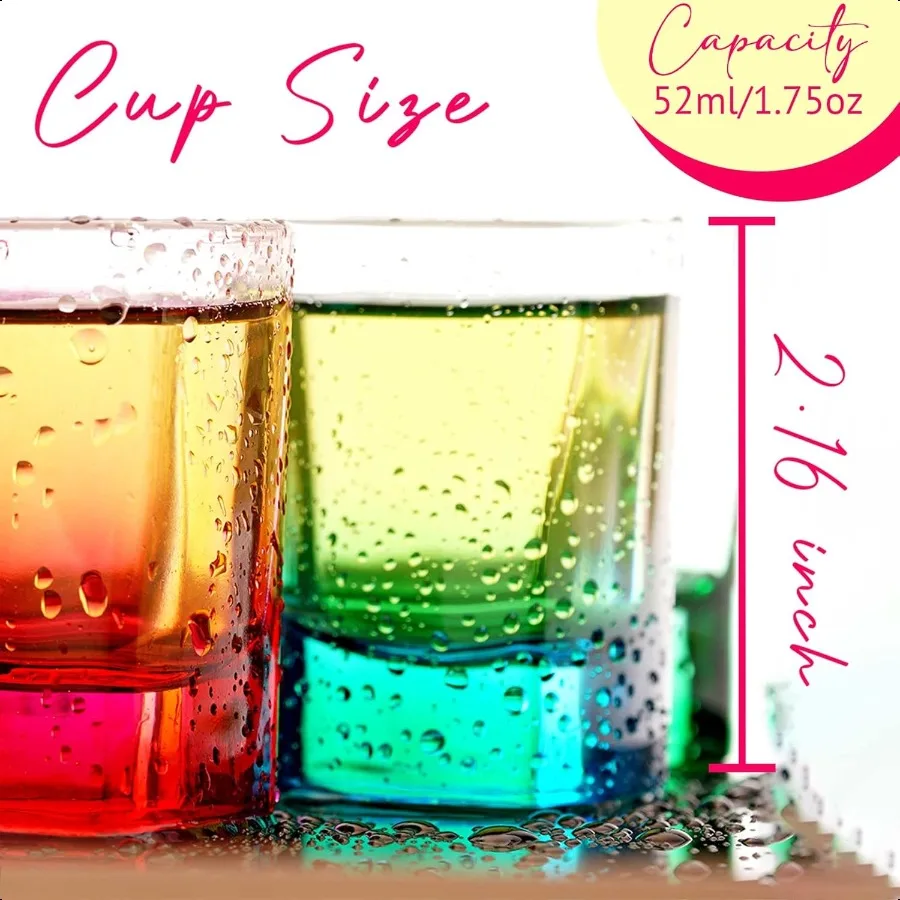 Ensemble de verres à Shot colorés de 6 verres à Shot à Base lourde de 1.75 oz, verres à Shot colorés, tasses en Tequila en vrac, petit verre à Shot
