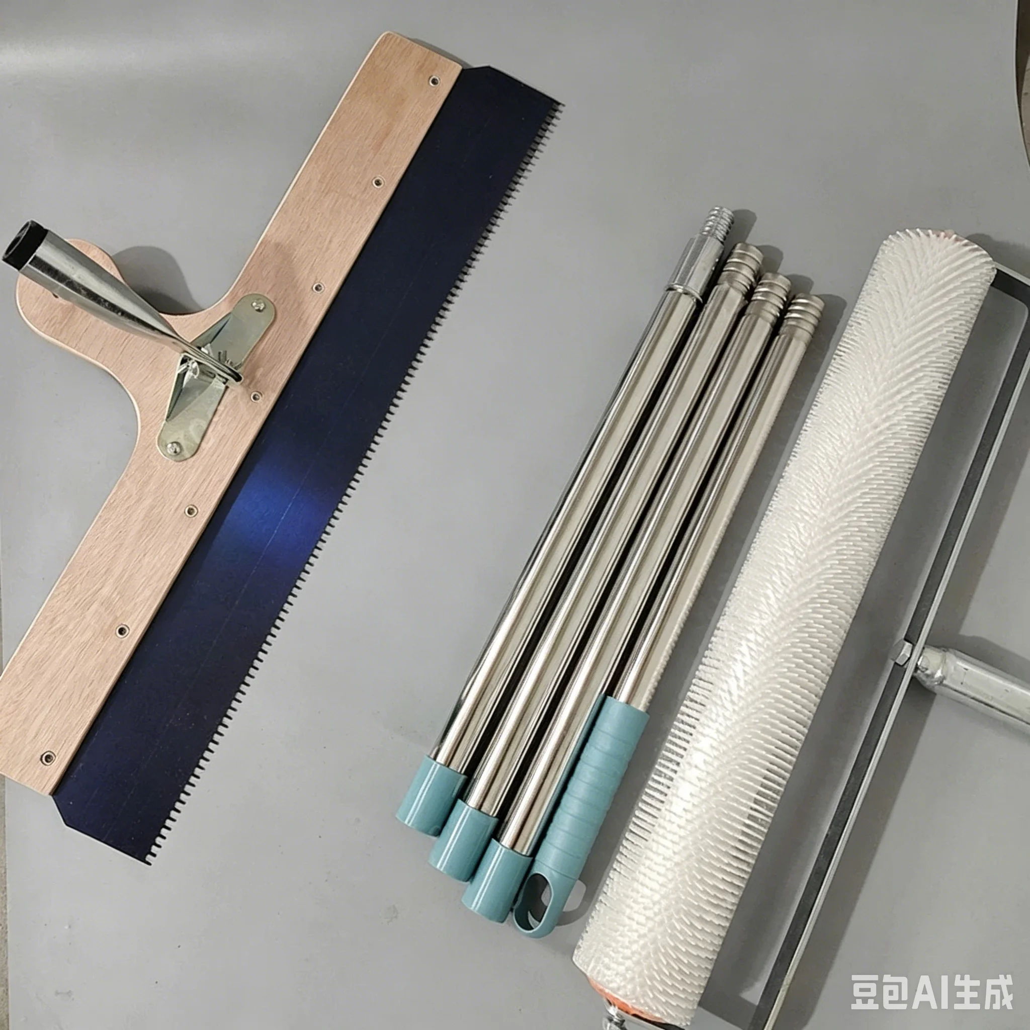 Cement Self-Leveling Tool Set Defoaming Roller Brush, Rake & Nail Shoes for Floor Repair