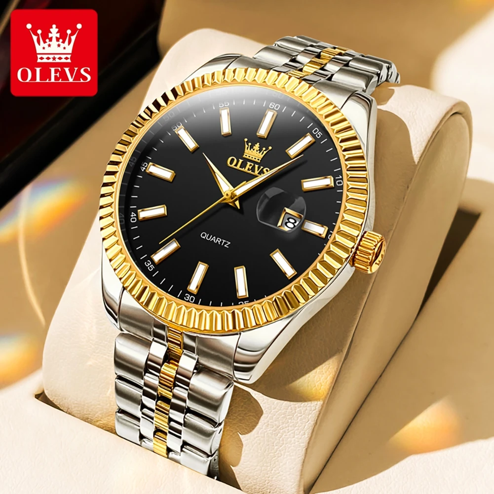 

OLEVS Original Brand New Men's Watches Calendar Stainless Steel Strap Quartz Watch Luxury Waterproof Male Wristwatch Luminous