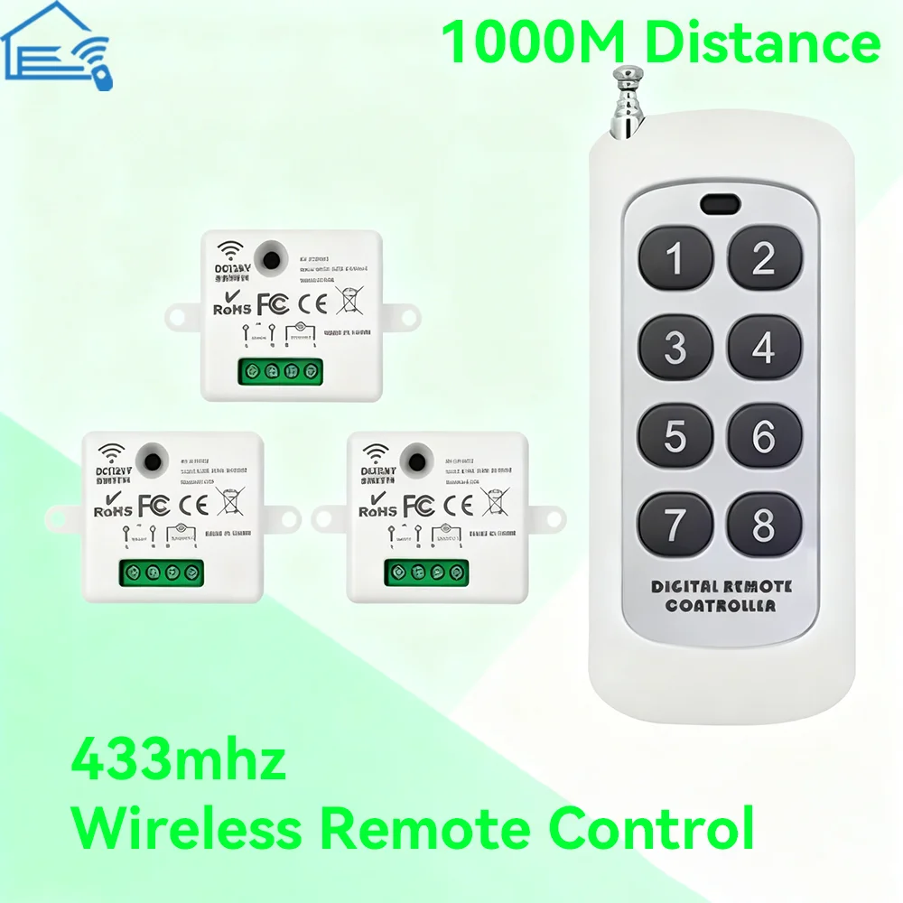 Mini Wireless Smart Light Switch with Remote Control 1000M Distance 433 Mhz RF Relay Receiver 220V Switch for Home Led Lamp Fan