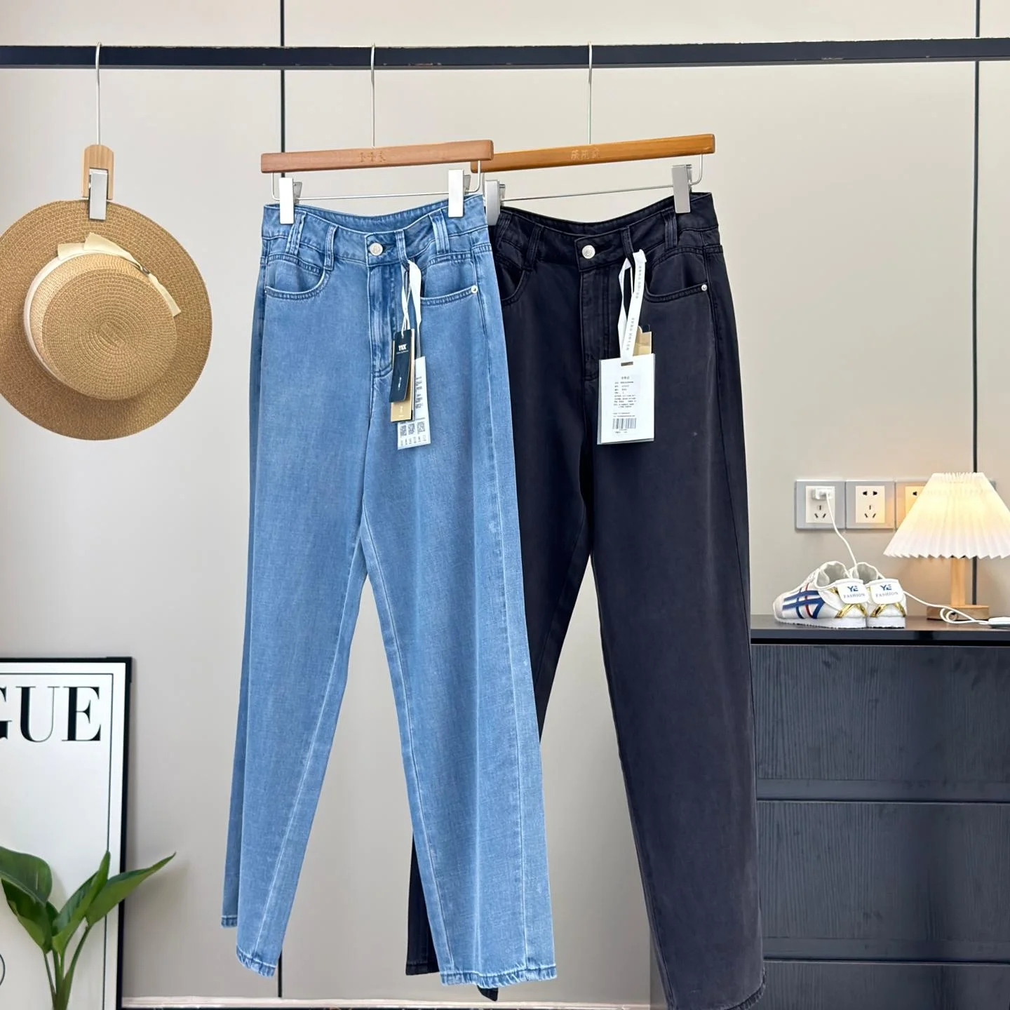 

High Waist Wide Leg Jeans Women's Summer Breathable Loose Fit Denim Pants Vintage Style Straight Cut Lightweight