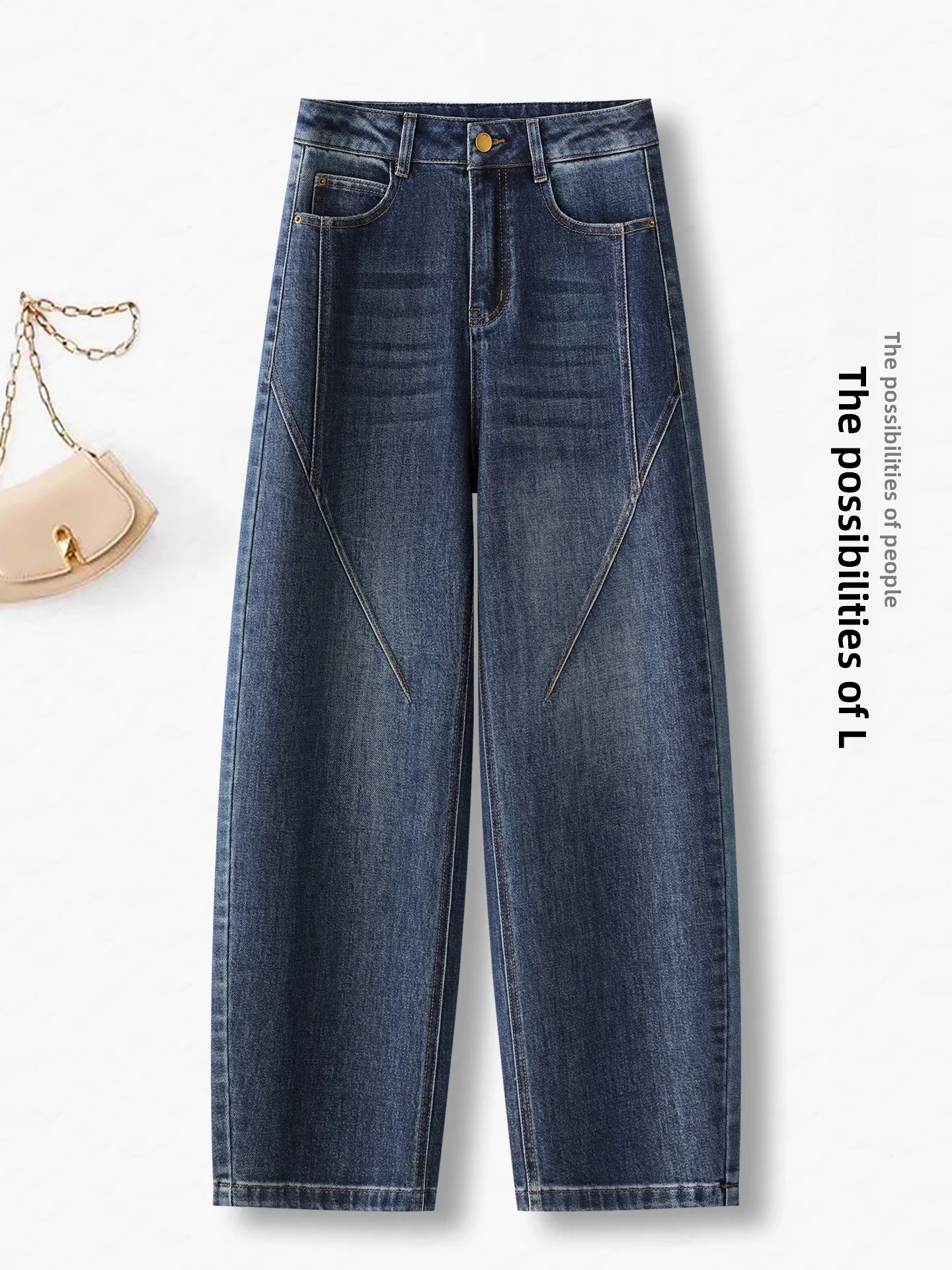 

High Waist Loose Fit Slimming Wide Leg Jeans Women's Spring Autumn Retro Knife Casual Comfortable Breathable Denim