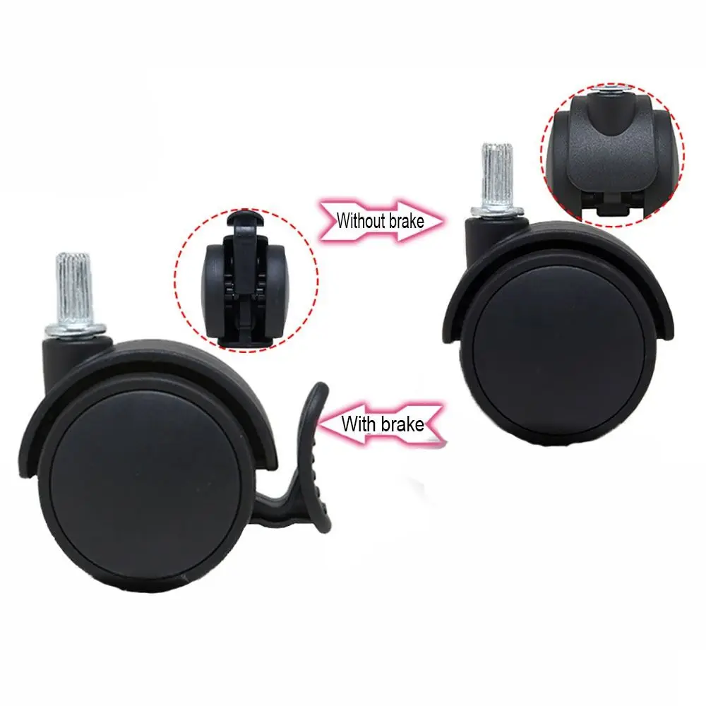 1.2/2 inch Universal Furniture Wheels with Brakes 360° Rotating Flower Pot Wheels Plastic Replacement Wheel Office Chair Caster