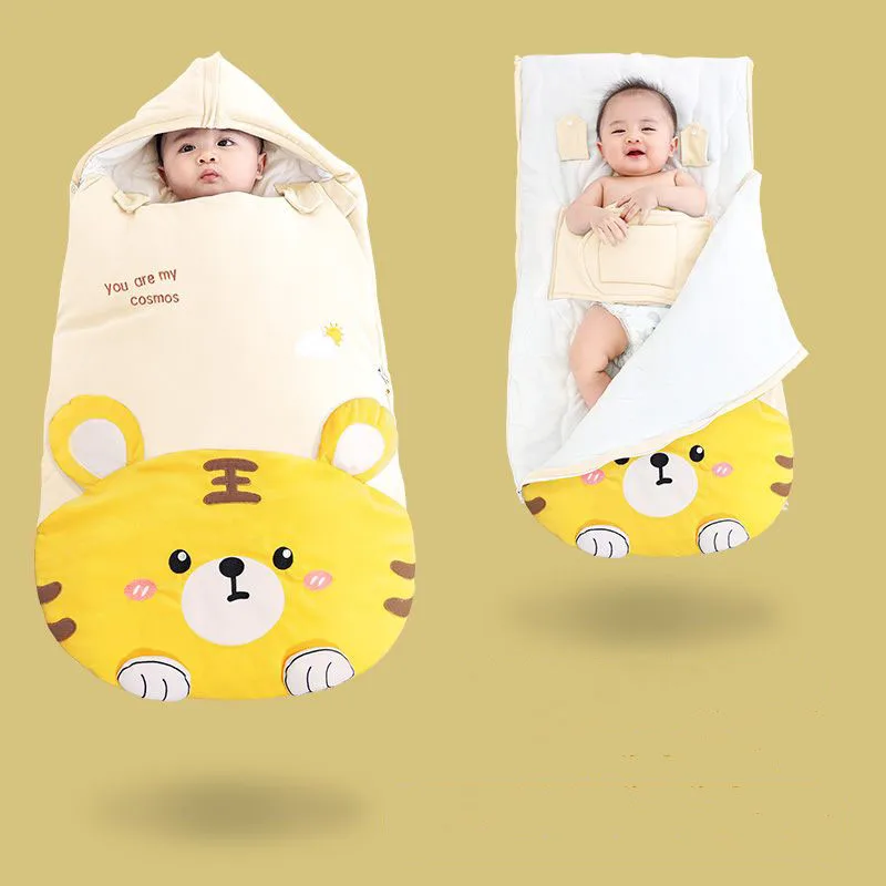 

Теплый детский спальный мешок с рисунком животных, мешок для сна для новорожденных, плотное одеяло для новорожденных, зима-осень, детская коляска, пеленание