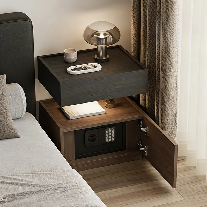 Strictly selected smart solid wood bedside table, safe, integrated household bedroom with lock, light luxury, highend small safe