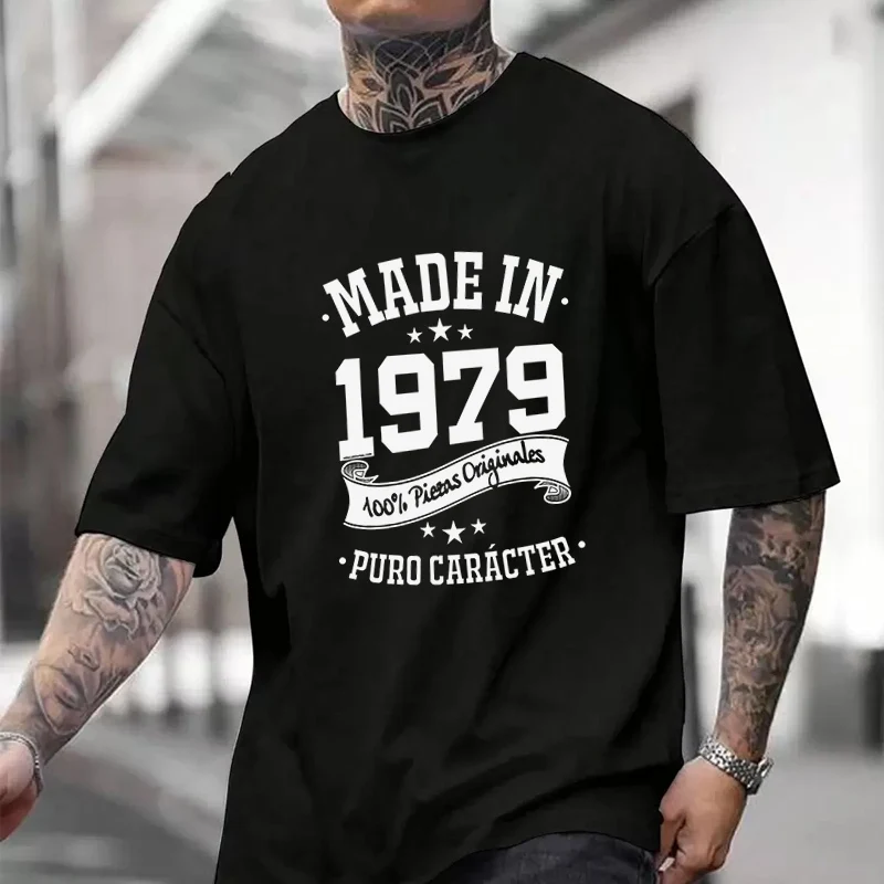 

Made In 1979 Pinrt Men's And Women's T-shirt Summer New Cotton Tee Short-sleeved Motorcycle Cycling Top