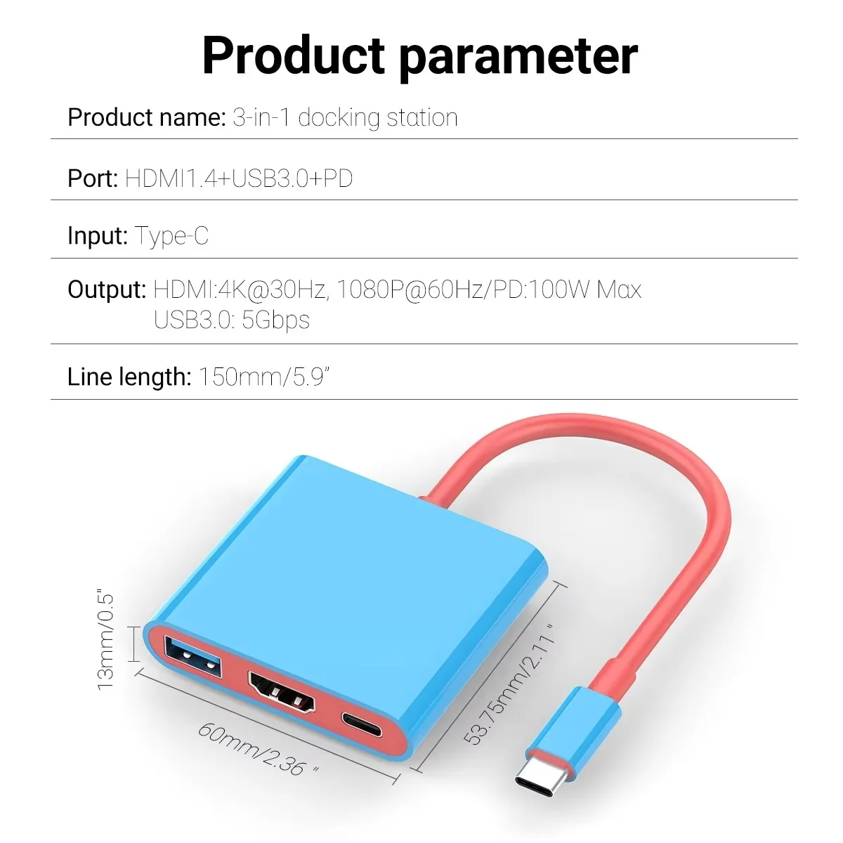 Portable Nintendo Switch Docking Station TYPE-C Hub with HDMI and USB 3.0 Perfect for Travel and Gaming