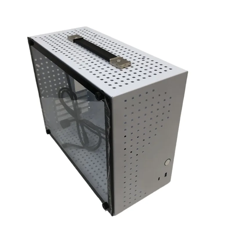 Mini Desktop Case,White Full Side Transparent,With Portable Handle,Motherboard Adaptable,Compact PC Shell