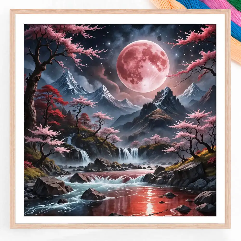 Embroidery Mountain DIY cross stitch Painting River Landscape New Arrival Living Room Wall Art Home Decor