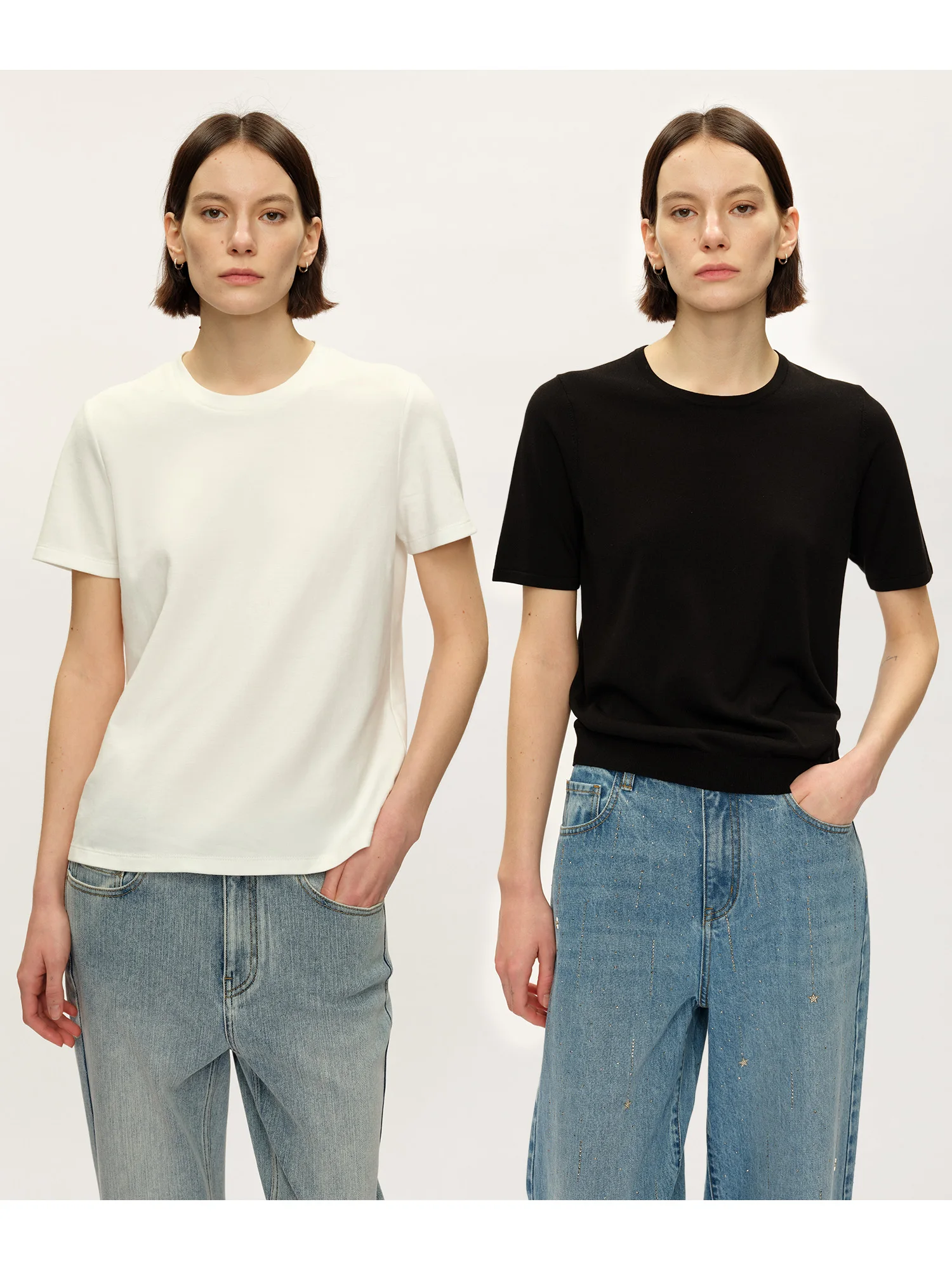 

MARIUS Women's Slim Fit T-Shirt Casual Style Small round Neck Short Sleeve Fleece Cotton Dry Soft Shoulder T-shirt