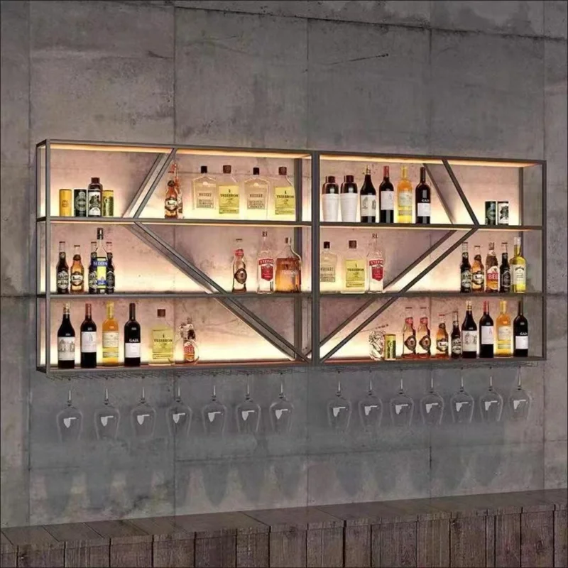 Wine Cabinet Luxury Minimalist Craft Organization Storage Whiskey Display Wall Shelf Bar Floating Corner Glass Mesas Furniture