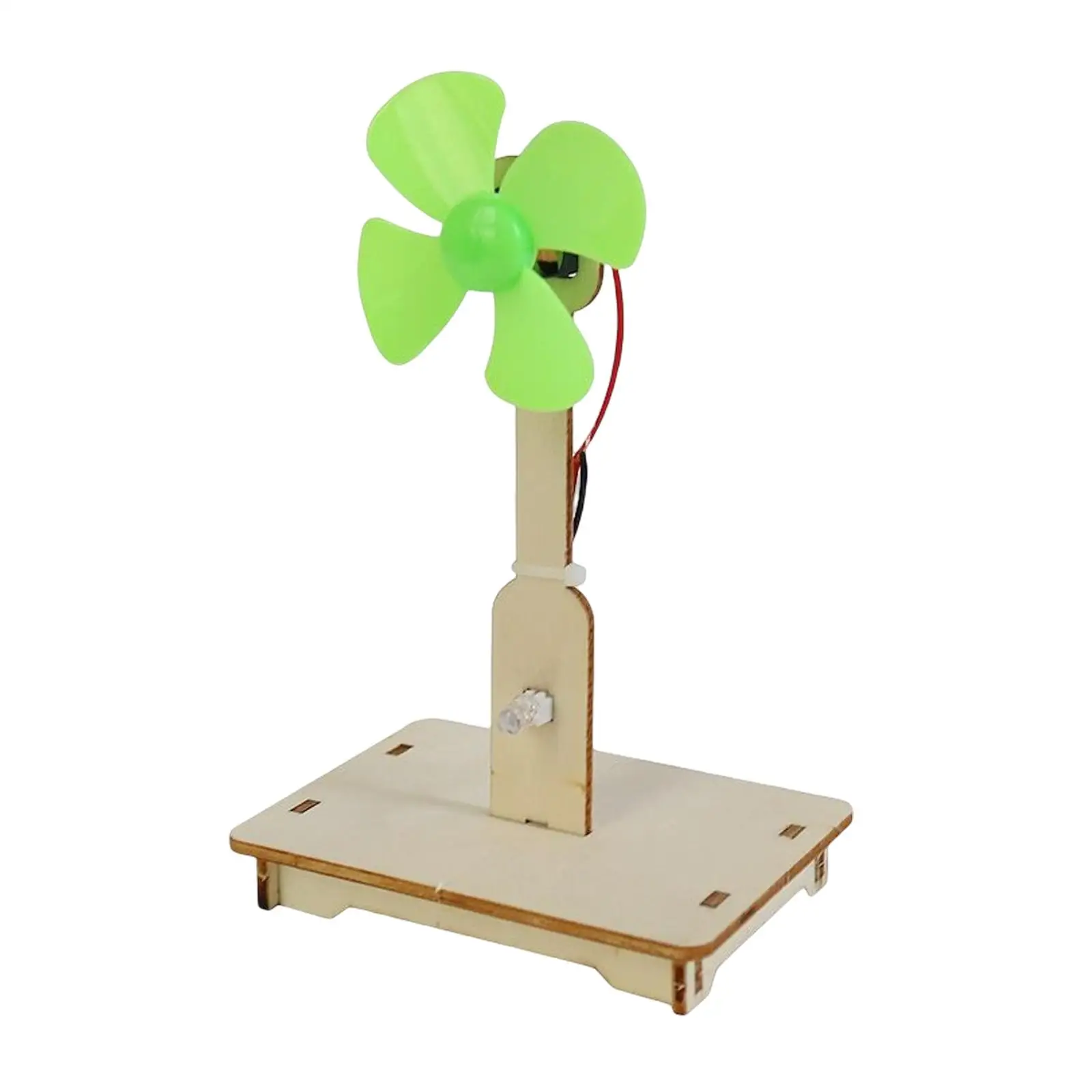 Wooden Wind Power Generation Science Experiment Kit for Children DIY Mini Fan Model Toy with Light Bulb Teaching Tool