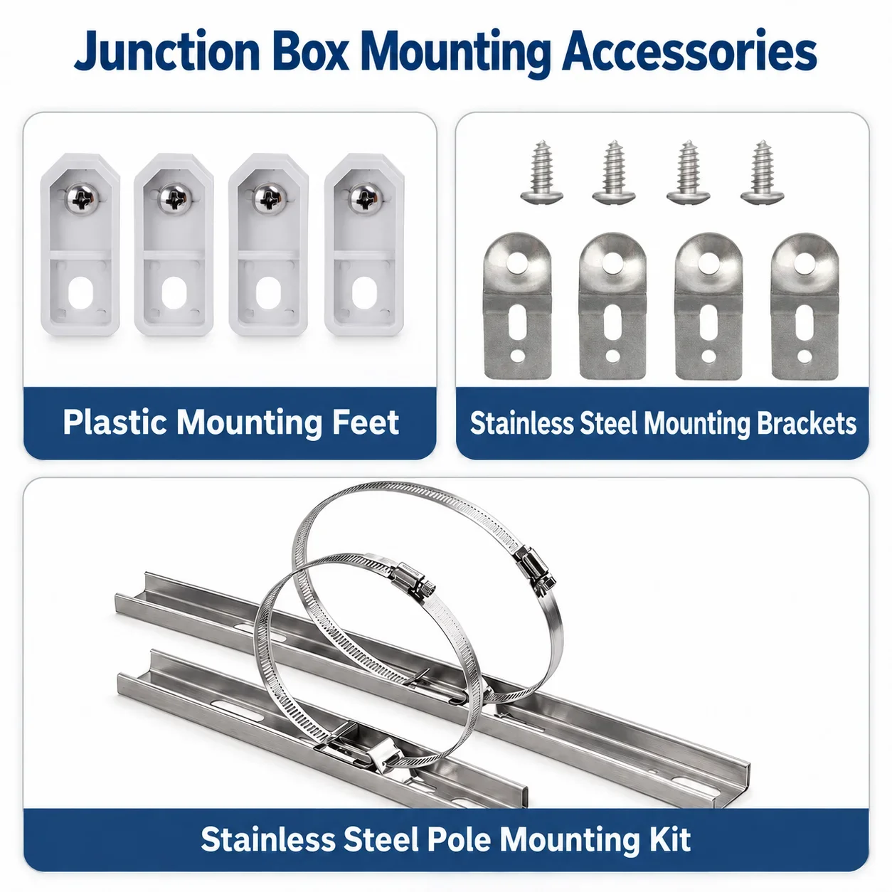 Plastic Hanging Corner Accessories, Hanging Feet, 304 Stainless Steel Clamp, Junction Box, Fixed Column Installation Accessories