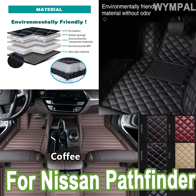 

Luxury Auto Anti-dirt Pad Car Floor Mats For Nissan Pathfinder R52 7seat 2014~2020 leather Mat Rugs Pad Interior Parts Car mats