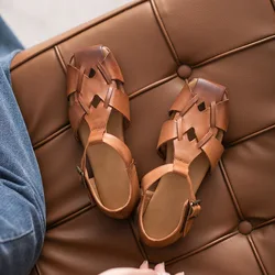 Careaymade-Genuine Leather handmade women's sandals,big size Summer Roman Cowhide Comfortable Soft Sole Retro Casual Women Shoes