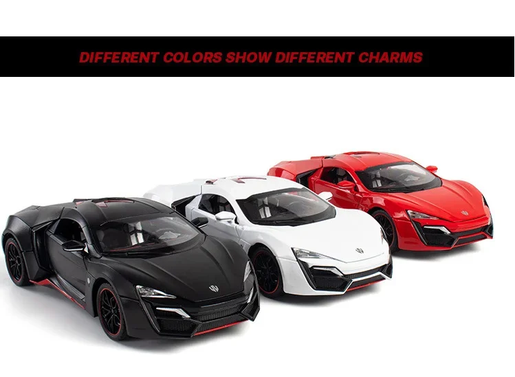 1:24 LYKAN Hypersport Diecasts & Toy Vehicles Metal Car Model Sound Light Collection Car Toys For Children Christmas Gift