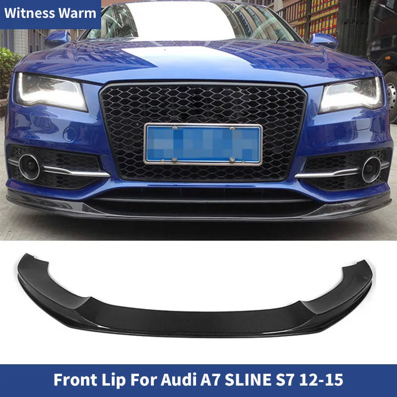 For Audi A7 S7 Sline Front Lip Spoiler Carbon Fiber FRP Head Bumper Chin Guard Car bodykit 2012 - 2015